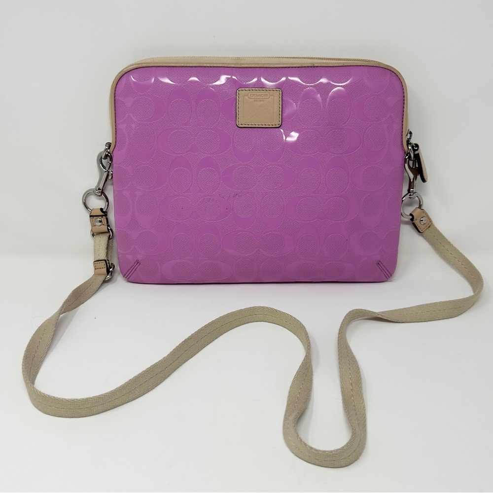 Coach Signature Pink PVC Medium Crossbody Bag 49” Strap